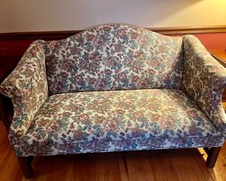 Petite needlepoint loveseat. 