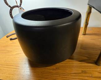 John Follis Black Satin Glazed Architectural Pottery  Planter
