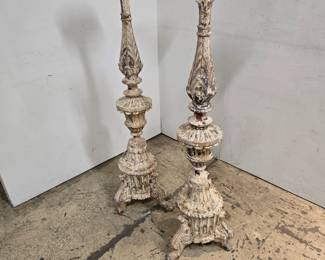 Antique Italian Floor Altar Sticks 19th Century Baroque