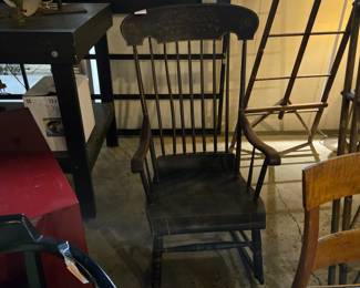 Antique Boston Rocking Chair Original Paint/Stencil/Gilt Decoration 1860