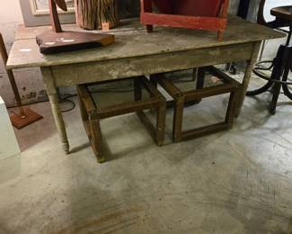 Early 19th Century American Country Farm Table w/Original Paint