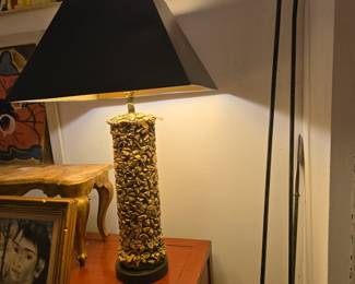 1960's Gilded Plaster Faux Rock Pebbles Lamp