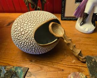 Studio Ceramic Pod Form Vessel & Spoon