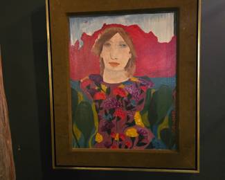 Portrait Woman in Brilliant Flower Dress by Catherine Senitt-Harbison
1970's