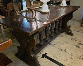 19th Century Italian Renaissance Style Carved Walnut Refectory Table