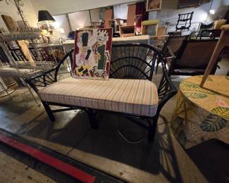 Painted Rattan Love Seat 1960's