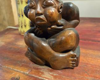 Antique Afro Caribbean Wood Carving Male Ancestral Figure