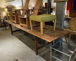 Antique 11ft Long American Folding Farm Table Circa 1920-1930