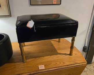 Faux Bamboo Brass Bronze Stool/Ottoman Circa 1960