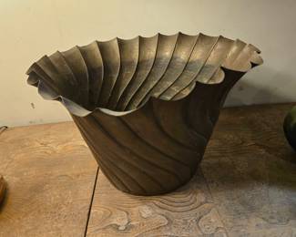 Egidio Casagrande Swirl Design Patinated Brass Jardiniere Italy 1950"s