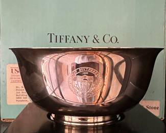 Tiffany & Co. Sterling "Paul Revere" Bowl on Presentation stand with University Of Southern California seal