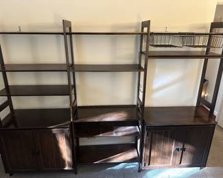 Vintage 1970's Open Shelving and Cabinets, Dark Walnut Stain