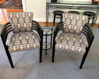 Upholstered Seating in the "Deco Style", Iron Accessory Table