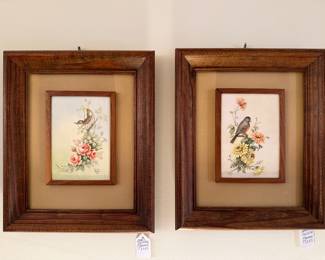 Hand painted porcelain tiles. 