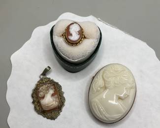 Carved Cameo Ring Pendant and Brooch