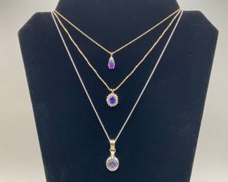 3 Oval Cut Amethyst Necklaces