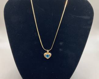 Blue Topaz Heart in Yellow Gold