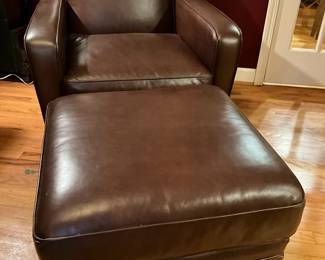 Pottery Barn Leather Chair And Ottoman 