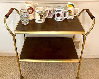 Vintage Bar Cart With Steins