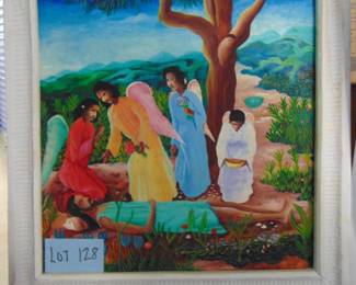 Lot 128 Hattian Fine Art Painting, by Peirre Augistin, on board, approx .24x24".