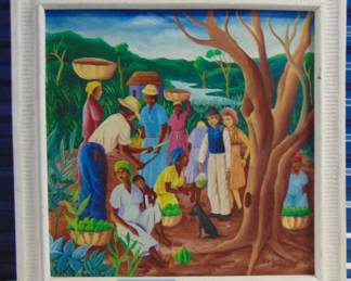 Lot 105 Hattian Fine Art Painting by Hattian artist Pierre Augisten, painting on board, 24x24"