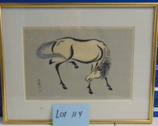 One of two Japanese ink drawings.