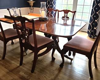 Dining room table and 6 chairs.