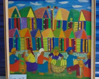 Lot 103: Hattian Fine Art Painting. Hattian artist Maccene Laurent,1973, on board, 24x24"