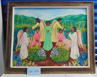 Lot 126 Hattian Fine Art Painting by Pierre Augistin, 1973, on board, approx. 30x24"