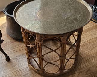 Rattan brass table.