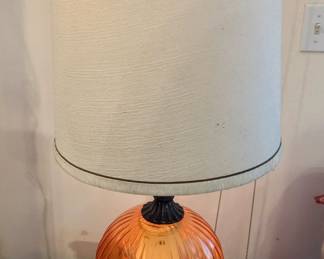 Amber bubble glass lamp - base only lit 