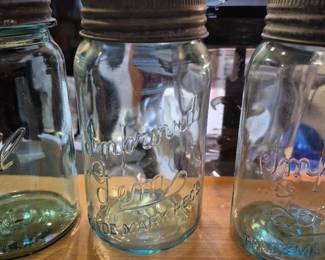 Vintage Gem blue canning jars 