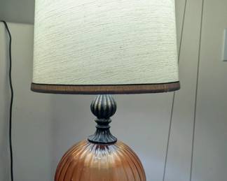 MCM 1970s Amber Glass bubble lamps with light in the base