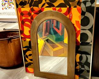 Vintage Brass Mirror, Vintage Original Paintings