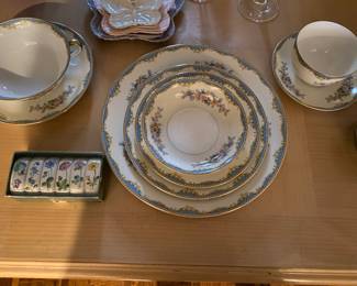 Vintage Noritake Ivanhoe 8 Piece Place Setting, Red Wreath Back Stamp ( Before 1953), 8 Sets of China