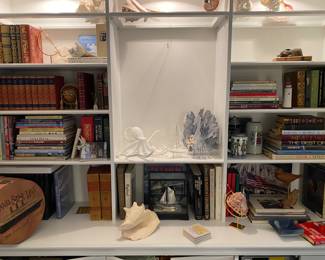 Shelves Filled!! Leather Bound Books, Coffee Table Books, Nautical