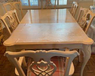 Vintage Richard Honquist Chippendale Style Dining Table with 2 Arm Chairs, 4 Side Chairs, With Leaves