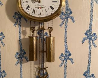 Vintage Brass French Comtoise Wall Clock, Made in Holland