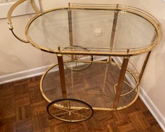 Chelsea House Brass Beveled Glass Bar Cart