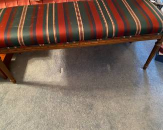 Silk Fabric, Mahogany Frame, Front of Bed Bench