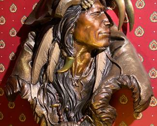 Dan Garret Cast Bronze Sculpture Bust of Native America NOT HALF. WE HAVE 2 BIDS!!