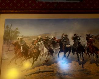 " A Dash for the Timber" Frederic Remington Framed Print with Light