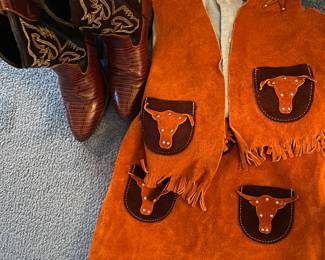 Cowgirl Suede Fringe Vest, Skirt, Cowgirl Boots, Ralph Lauren Blouse ( Child) 