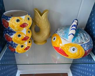 S, Stefano Desuir Made in Italy Goldfish Cookie Jar, Soup Mugs