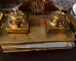 Vintage Brass Inkwell