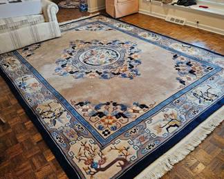 1980's Chinese Sculpted Wool Rug,12x6{ With Fringe 8"x 11"