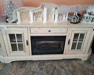 FIREPLACE ENTERTAINMENT CABINET, DEPT 56 SCENES