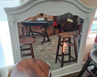 TWO BAR STOOLS, MIRRO SOLD WITH OR WITHOUT THE DRESSER