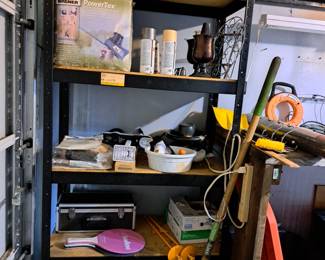 TOOLS, TIKI LIGHTS, SHELVING