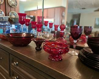 LOTS OF RED GLASS FOR THE HOLIDAYS